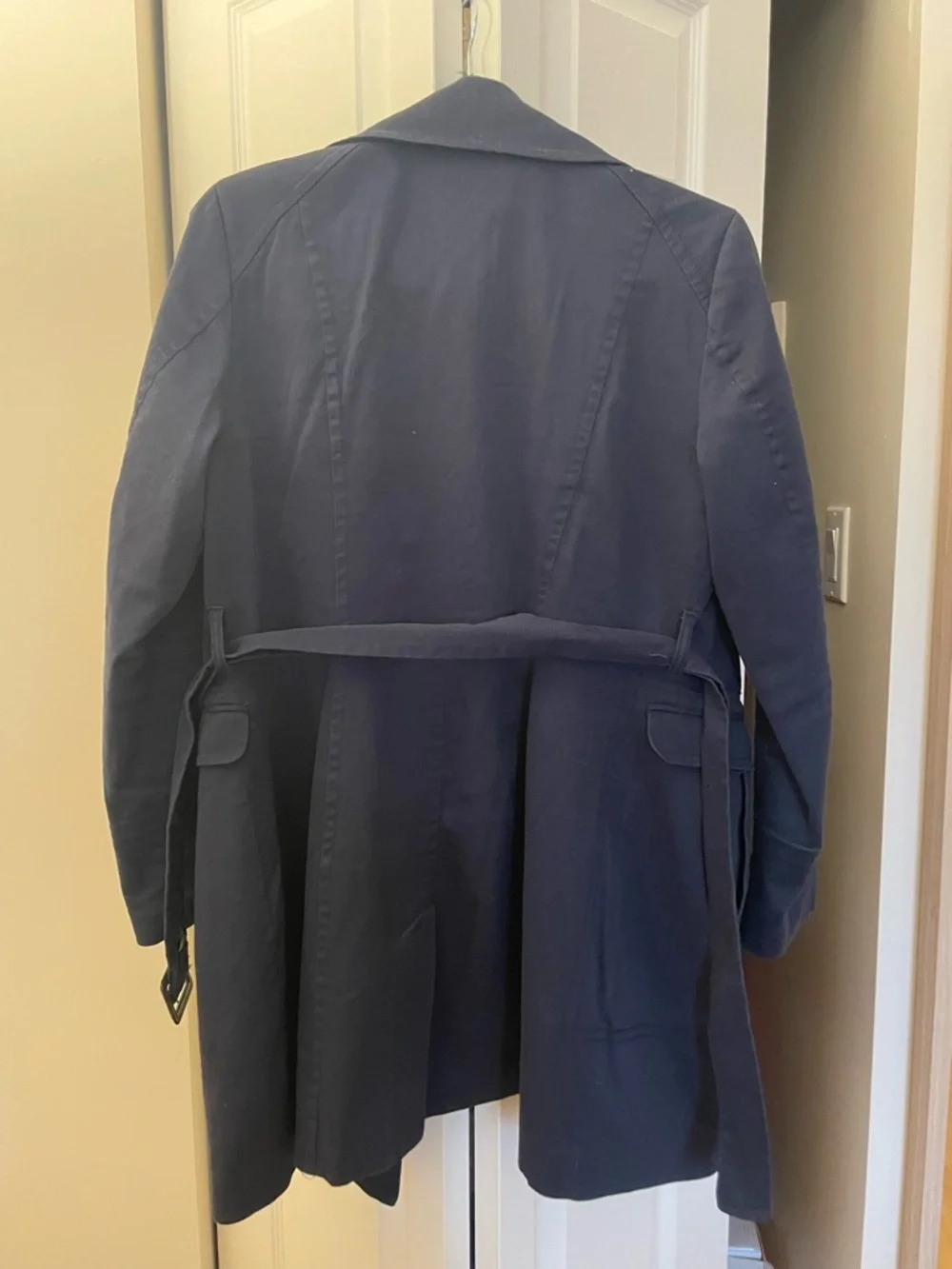 H&M Navy Double-Breasted Trench Coat size 12 - Picture 3 of 3